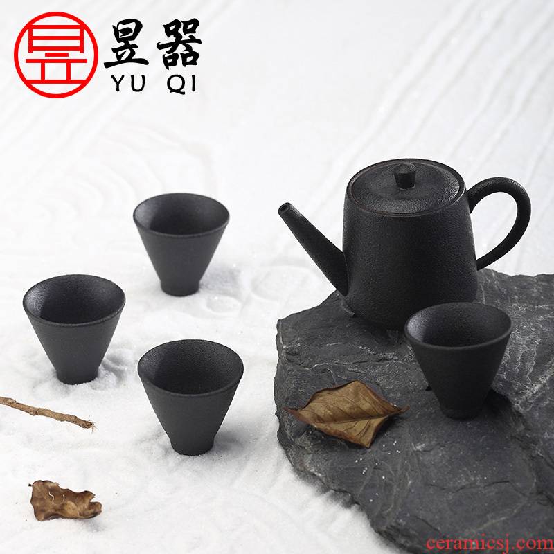 Yu is coarse TaoJian make tea tea set household kung fu tea set to restore ancient ways sand glaze of a complete set of tea cups teapot gift boxes