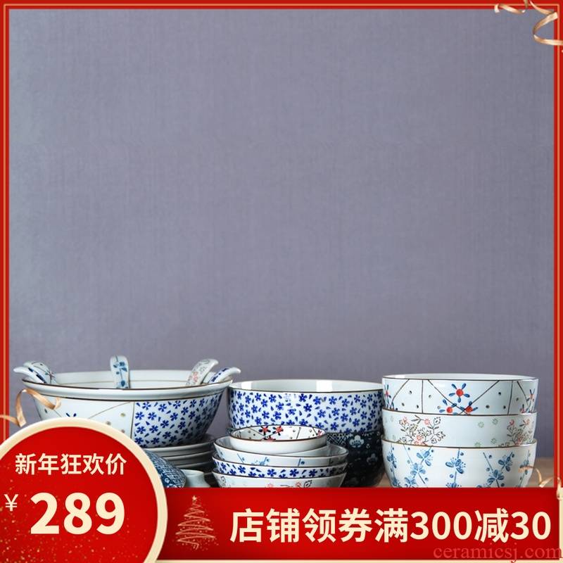 And the four seasons ceramic tableware suit under the glaze color Japanese hand - made dishes suit household jobs rainbow such as bowl dishes