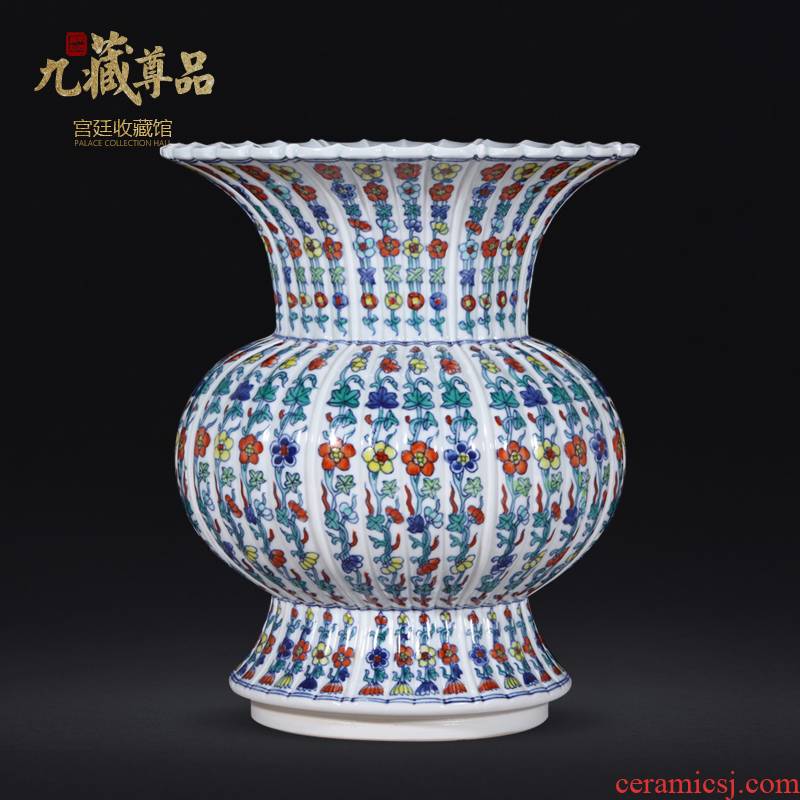 About Nine hid statute of the qing yongzheng product of jingdezhen ceramics colored flower tattoos melon leng statute of Chinese style living room vase furnishing articles