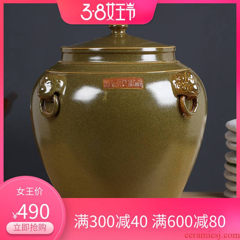Large ceramic tea pot jingdezhen Large pu 'er seven cakes tea urn storage POTS of tea bucket thickening tea urn