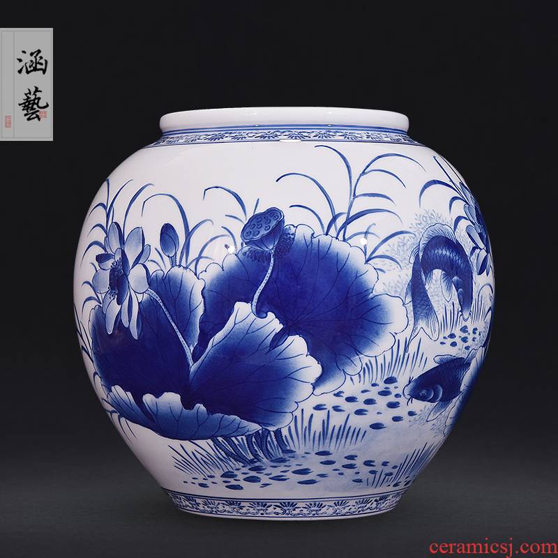 Hand - made porcelain of jingdezhen ceramics for wining year after year blessing tube of new Chinese style flower arrangement sitting room adornment handicraft furnishing articles