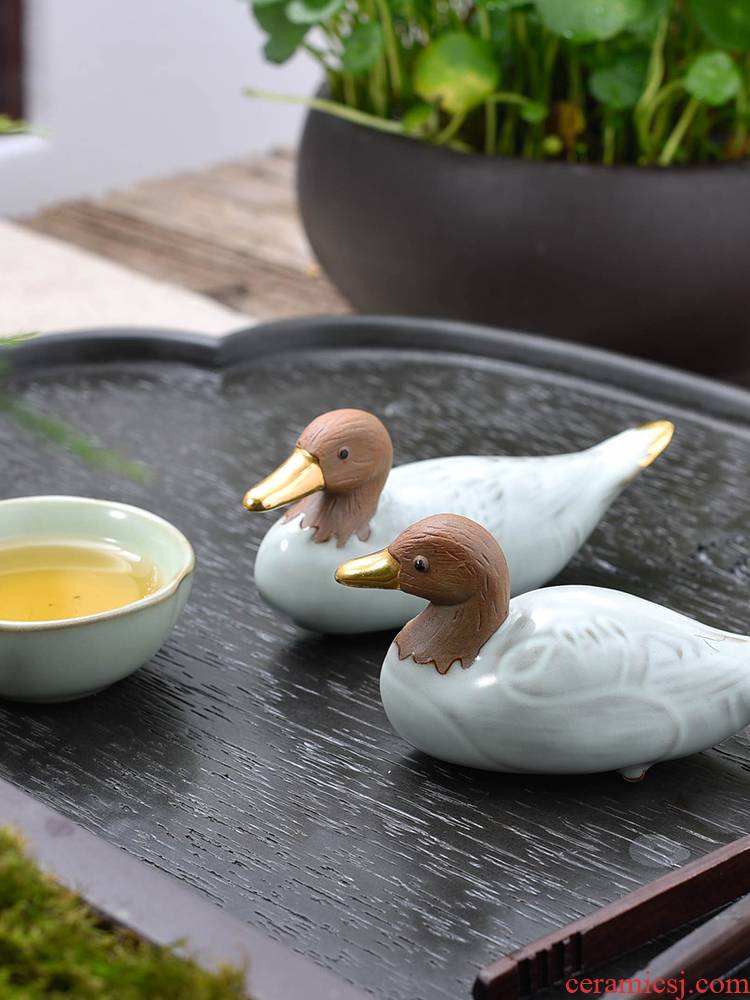 Beautiful home pet boutique furnishing articles your up tea tea pet play accessories guard duck purple sand tea tray tea to keep open