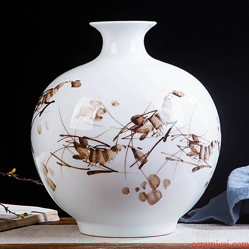 Contracted and I jingdezhen ceramics hand - made shrimp boring vase home wine cabinet office sitting room adornment is placed