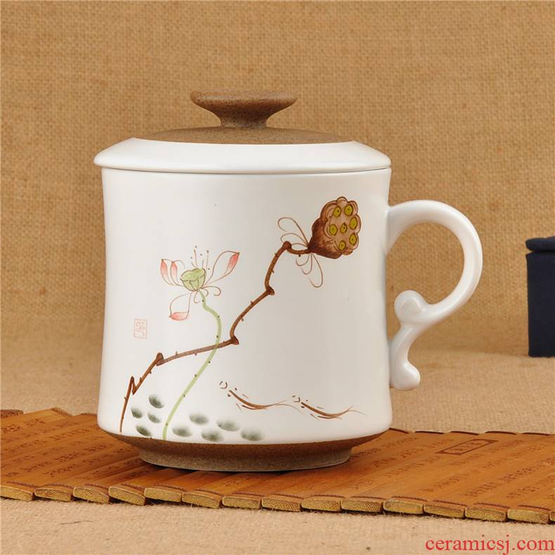 Mud of jingdezhen ceramic filter teacups hand - made tea cup cup cup meeting office cup water