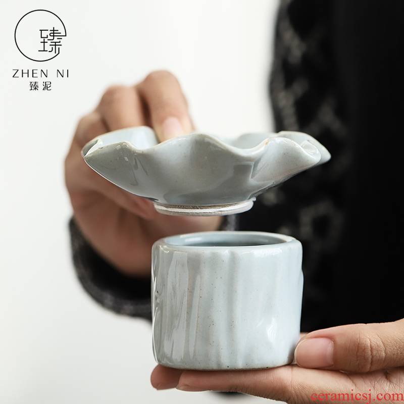 By mud up) manual Japanese ceramic filter filter household utensils accessories make tea tea tea filters