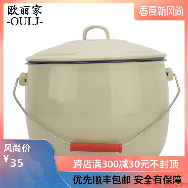 Ehrlich 's 24 cm enamel ricer box 5 jins of 10 jins ricer box 14 kg enamel with cover small household ricer box bucket