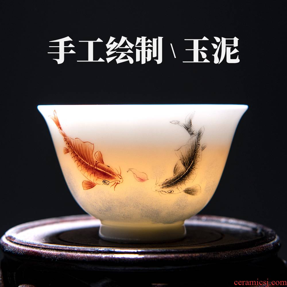 Public remit jingdezhen hand - made white porcelain kung fu masters cup single single single cup of tea cups porcelain tea set