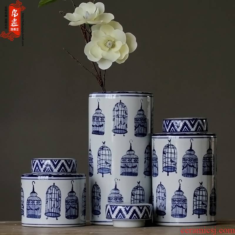 The sitting room porch ark place jingdezhen blue and white porcelain home decoration drum example room decoration ceramic pot