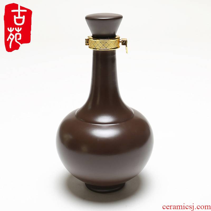 Ancient garden ceramics yixing sealing hanging glaze purple sand pottery and porcelain bottle 1 catty 500 ml of household hip archaize jugs