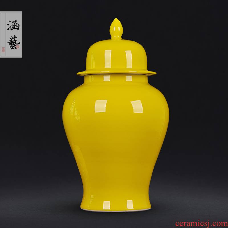 Pure color of jingdezhen ceramics vase the general pot of flowers in the sitting room porch Chinese style household adornment handicraft furnishing articles