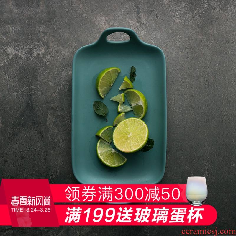 Creative and ear ear ceramic plate compote dish dish tray was home against the hot tableware rectangular fish dish