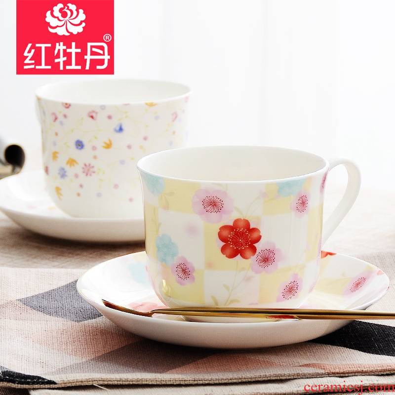 Red peony Chinese breakfast cup of creative ipads porcelain cup dish juice milk cup ceramics cup office cupssome porcelain cups of hot water