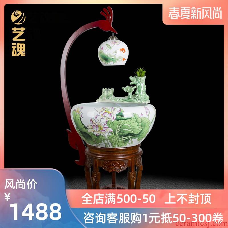 Chinese style household jingdezhen ceramic aquarium oversized to raise a goldfish bowl loop filter tank - oxygen atomization tank