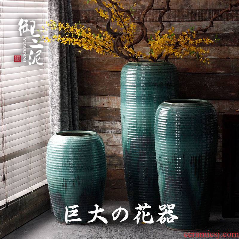 Large ceramic floor vase combination dried flower simulation flower furnishing articles sitting room decoration stores, villa and courtyard of the big flower pot