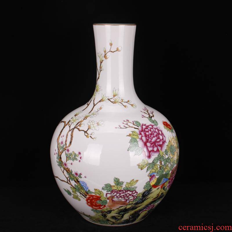Jingdezhen pastel CV 18 prosperous Chinese hotel archaize floor shop of domestic outfit company big tree vase