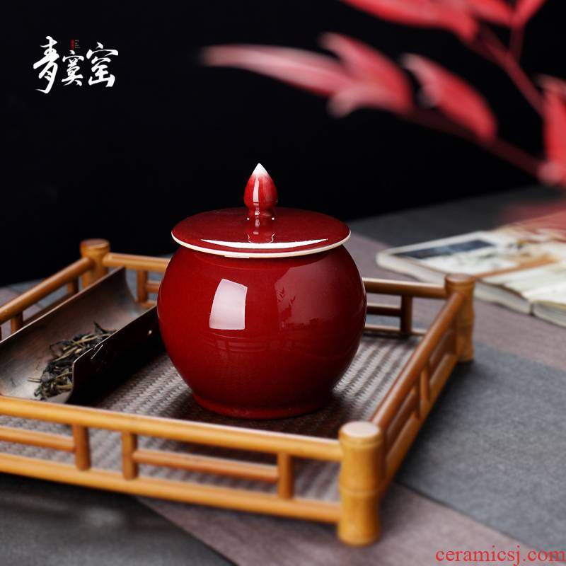 Its green up jingdezhen porcelain tea pot storage tank ceramic seal moisture puer tea cake jar with a lid