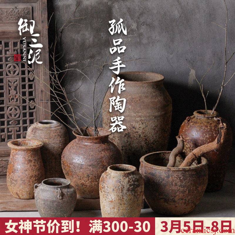 Manual coarse TaoHua device do old Japanese teahouse zen imitation pottery unearthed from jingdezhen ceramic vase flowerpot set