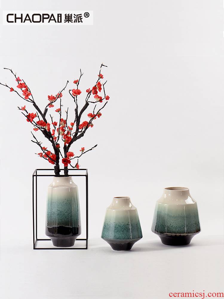 Name Plum blossom put put vase is placed between example of new Chinese style living room TV cabinet ceramic flower implement green porch soft decoration