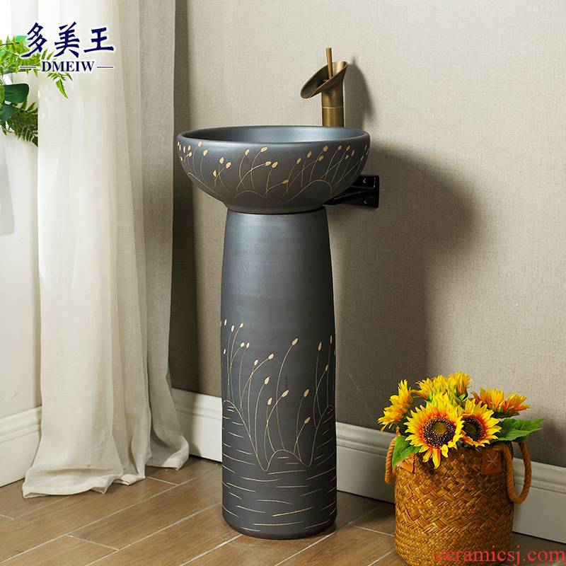 The sink pillar basin integrated ceramic basin of pillar type lavatory toilet column vertical floor balcony basin