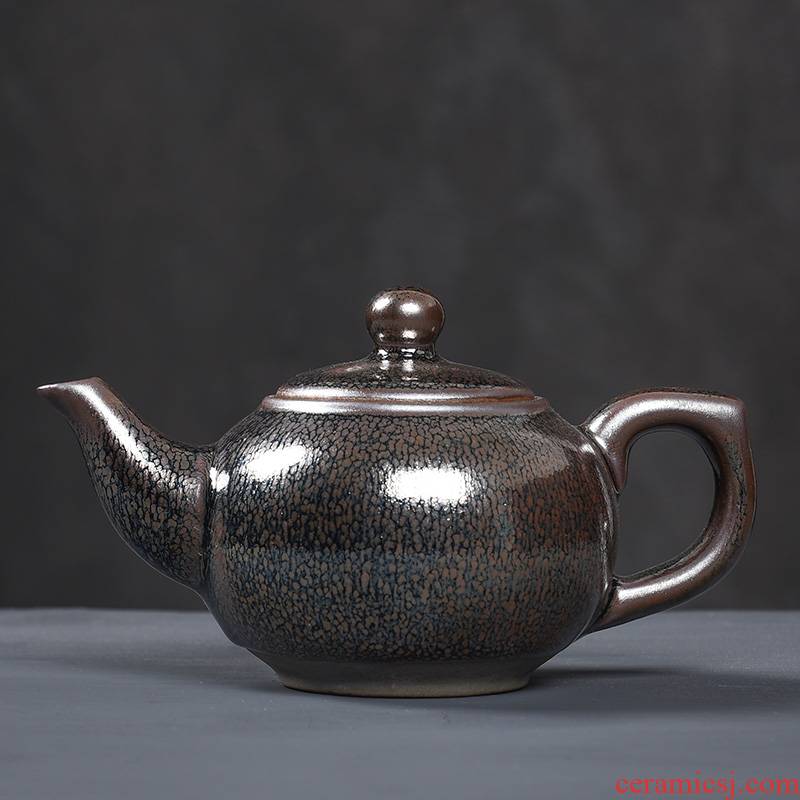 Laugh, jianyang iron tire building light oil droplets household ceramic teapot tea machine large red glaze, single pot of tea