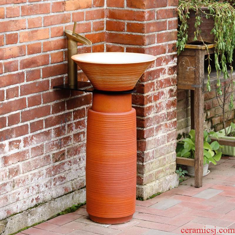 Pillar lavabo toilet stage basin floor industry integrated wind face simple ceramic is suing balcony column basin