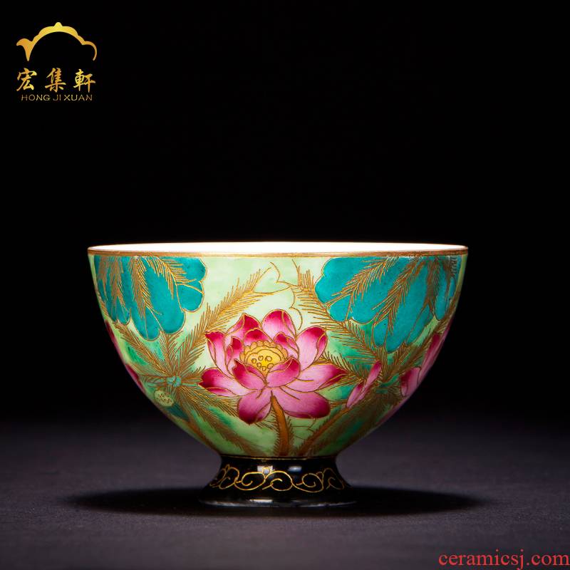 The Master cup single CPU hand - made ceramic sample tea cup powder enamel wire inlay enamel see colour cup tea light lotus petals personal single CPU
