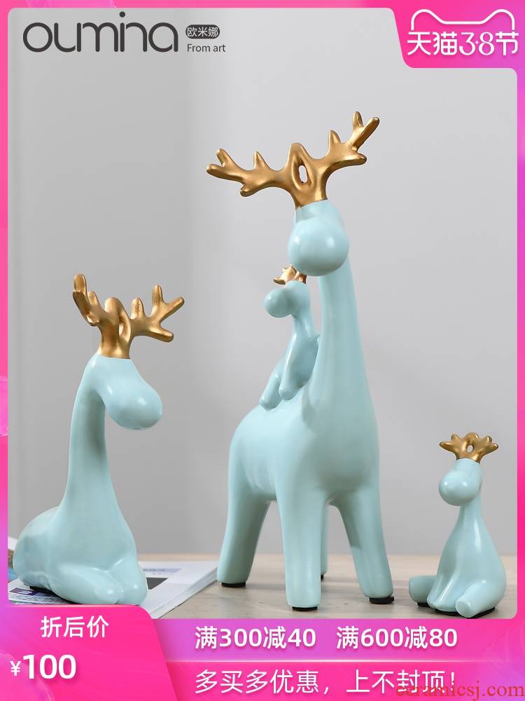 The mina ceramic resin furnishing articles sitting room ark, fawn a home New Year 's day New Year ornament adornment