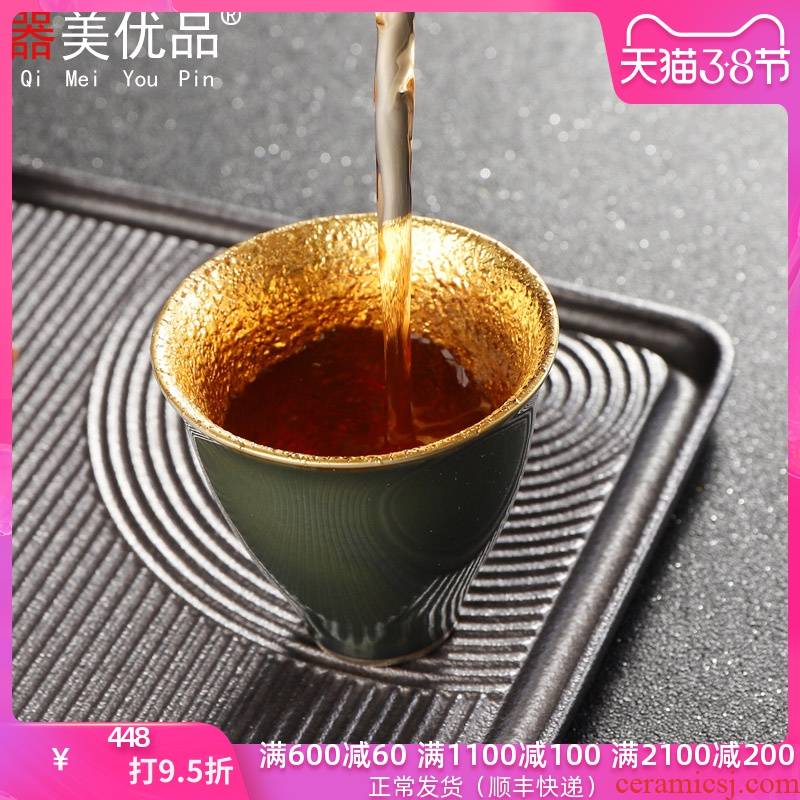 Implement the best tea cup 999 sterling silver, with gold and silver ceramic sample tea cup home gold tea master cup single CPU