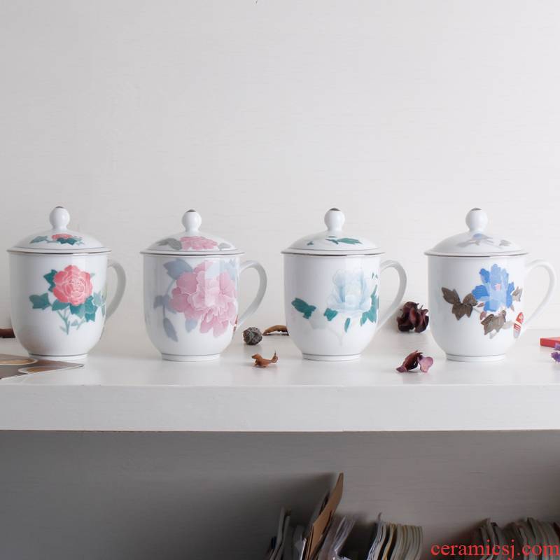 The red guanyao porcelain cup victory under The liling glaze colorful hand - made porcelain cups with cover ceramic gift mugs