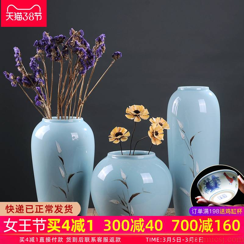 Jingdezhen dry flower vases, ceramic furnishing articles flower arranging Chinese I and contracted creative home sitting room adornment porcelain