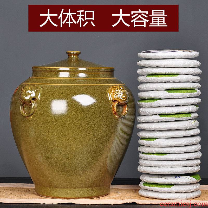 Jingdezhen ceramic tea pot size seven loaves puer tea manual sealing cylinder wake receives moistureproof tea furnishing articles