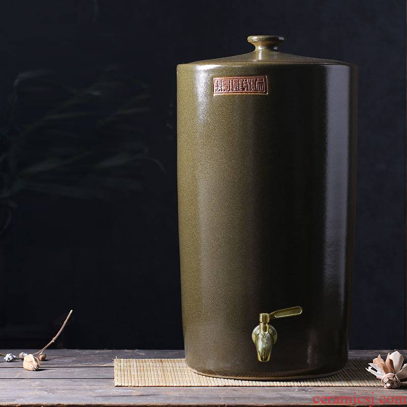 Jars of jingdezhen ceramic cylinder tank 20-40 kg jar ceramic tea bucket cylinder oil seal