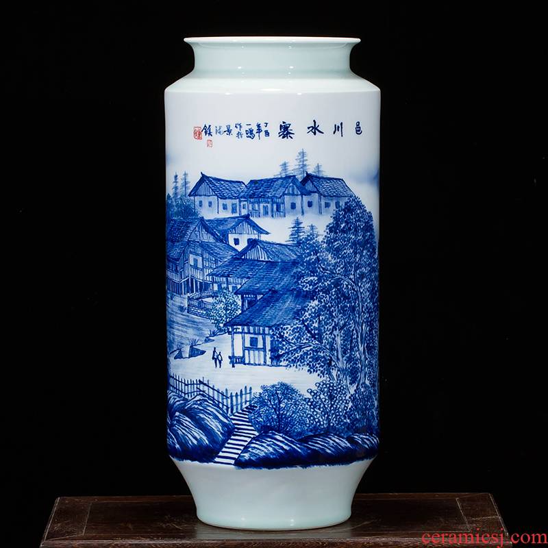 Jingdezhen ceramics landscape hand - made vases, flower arranging furnishing articles study of new Chinese style household act the role ofing is tasted sitting room a gift