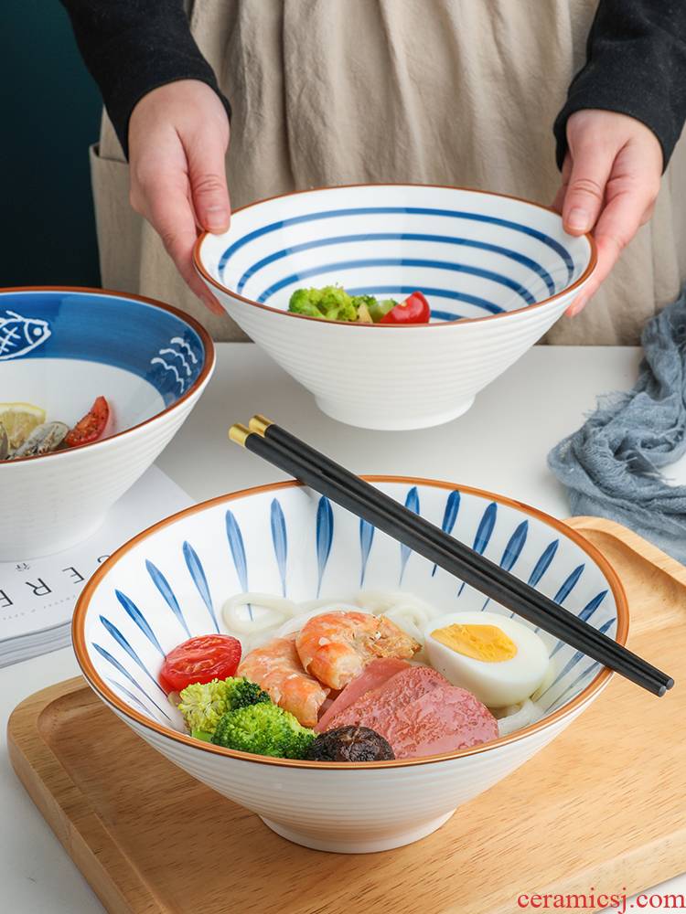 Japanese ramen rainbow such use ceramic large soup bowl household creative household mercifully rainbow such as bowl hat to bowl noodles bowl individual
