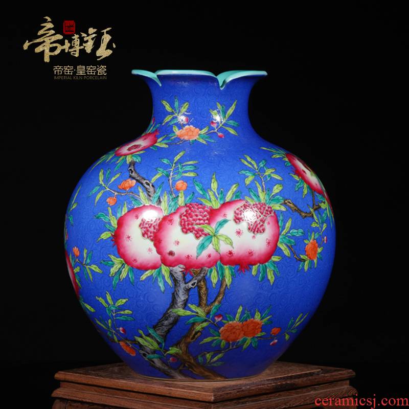 Archaize grilled pastel flowers, pomegranate guanyao antique antique vase jingdezhen ceramic home sitting room adornment is placed