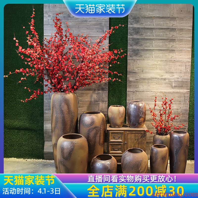 Jingdezhen coarse pottery pottery vase restoring ancient ways furnishing articles hotel villa decoration floor between example floral suit furnishing articles