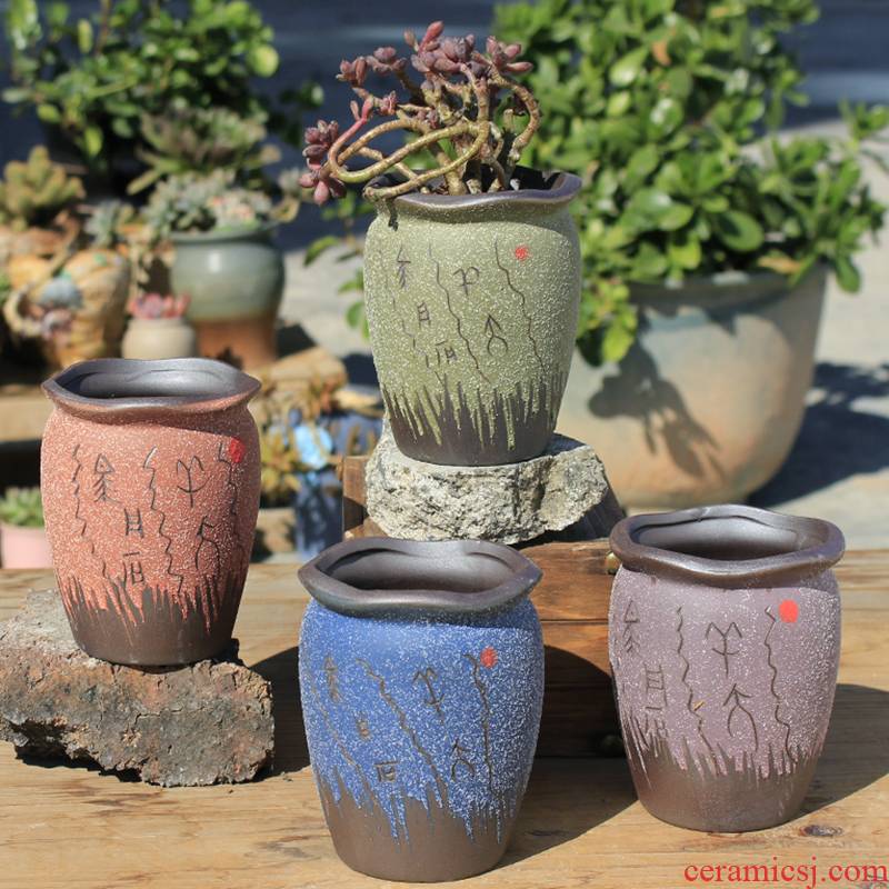 Ceramic flower pot basin mage old high running the flesh creative move indoor restoring ancient ways is coarse pottery small fleshy plant flower pot