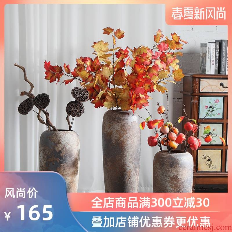 Super - large jingdezhen ground vase Chinese style restoring ancient ways is plugged into the dried coarse pottery sitting room hotel villa do old ceramic furnishing articles
