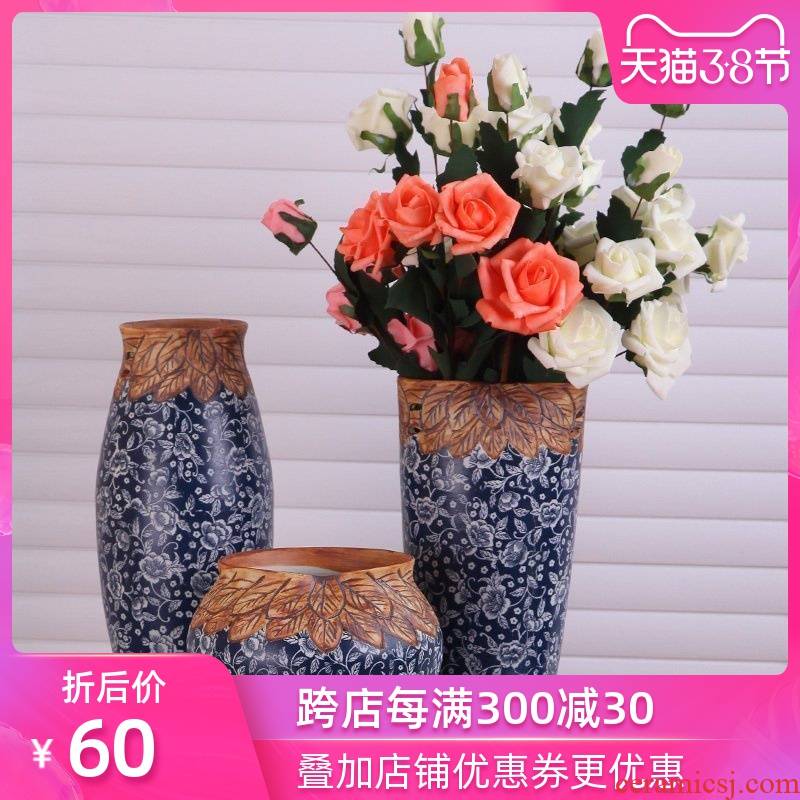 Modern Chinese art show of jingdezhen ceramic vase three - piece porch decorate household act the role ofing is tasted