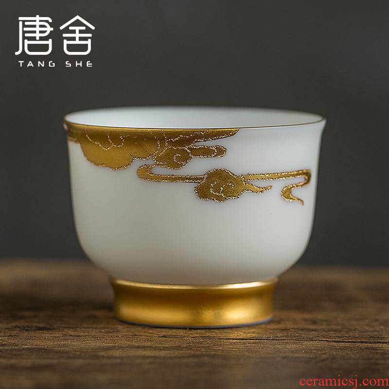 Don difference up 24 k gold and gold cup white porcelain ceramic masters cup cup of dehua porcelain office with personal jade cup