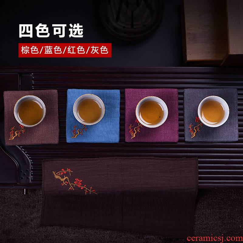 The Story of pottery and porcelain cup mat square cup holder pad insulation pad kung fu tea tea accessories tea zero package mail