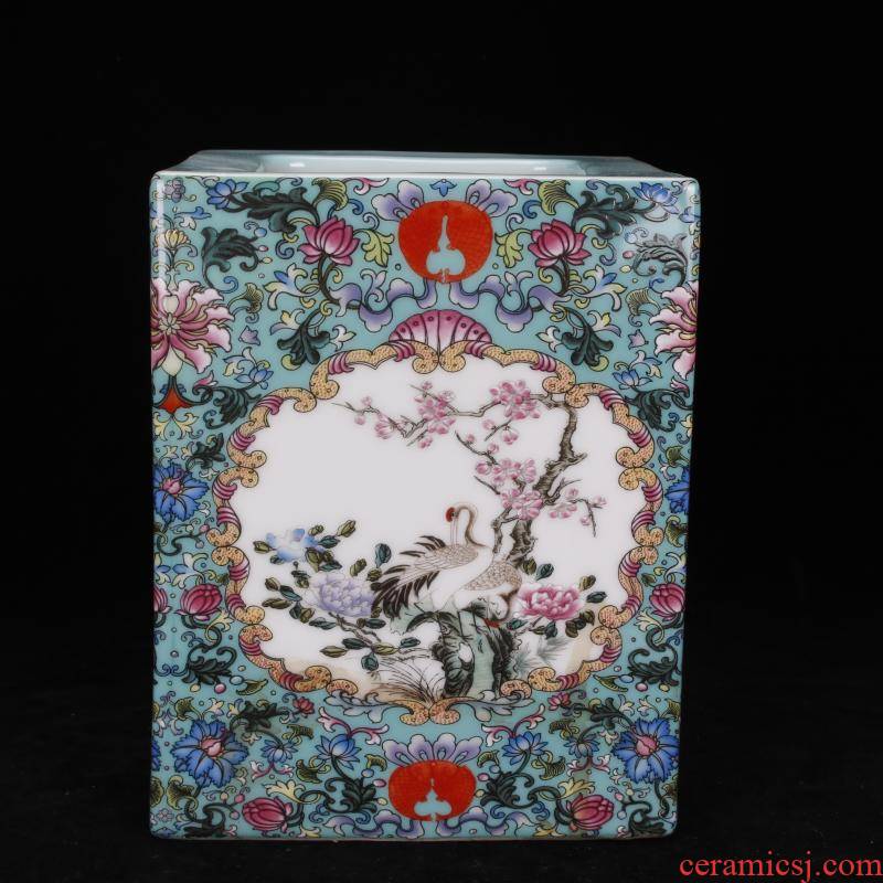Jingdezhen imitation the qing colored enamel painting of flowers and brush pot "four desk pen sea antique antique Chinese style archaize ceramic furnishing articles