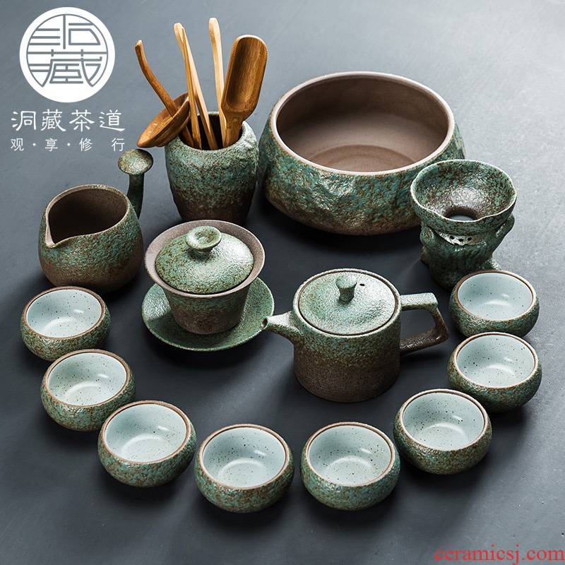In building a Japanese coarse pottery kung fu tea set home tea tray of a complete set of ceramic cups vintage suit the teapot