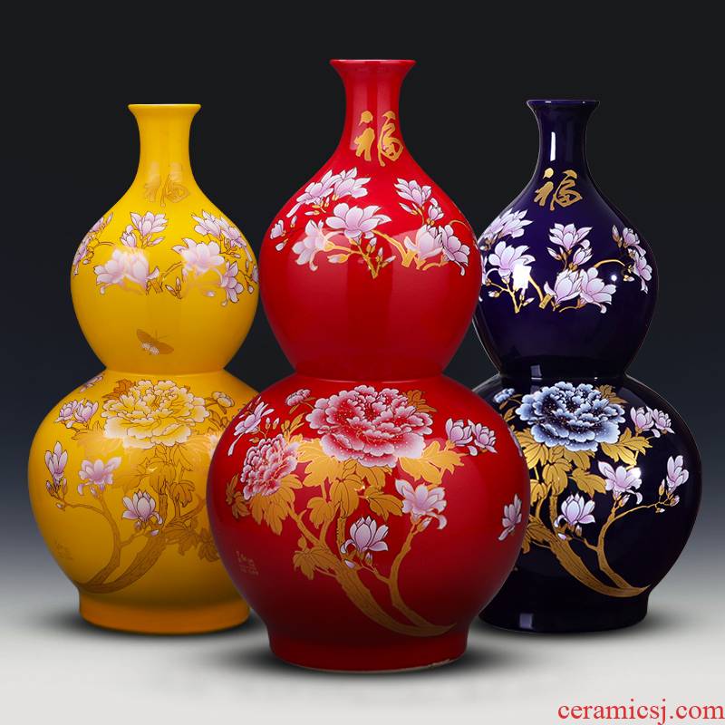 Jingdezhen ceramics of large vase large gourd vases flower arrangement sitting room TV ark, hotel decoration