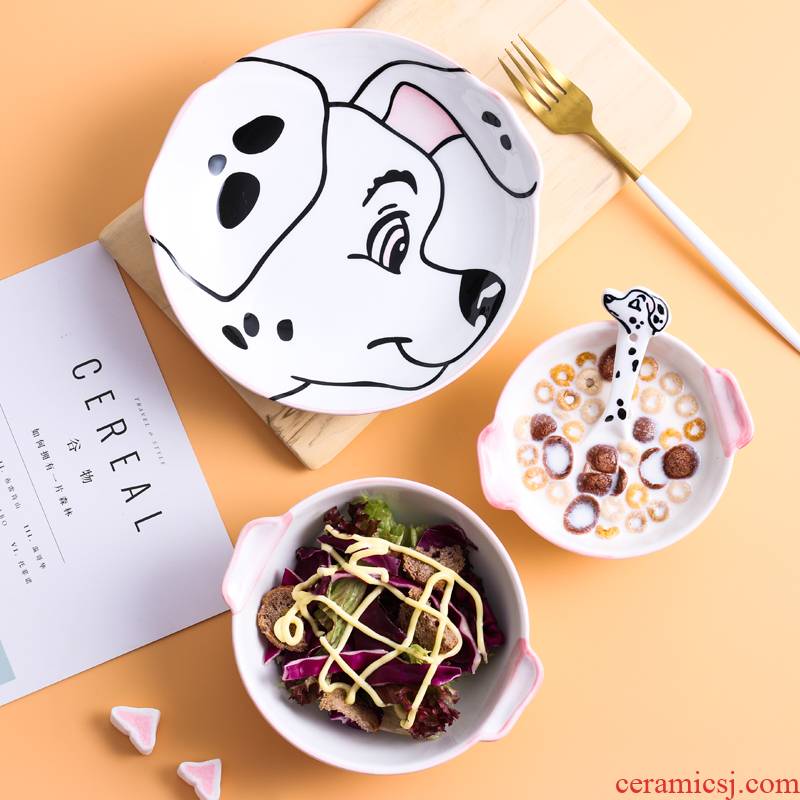 Express cartoon expression of dog ceramic tableware dish bowl spoon sets shiba inu the design web celebrity huskies modelling of the children