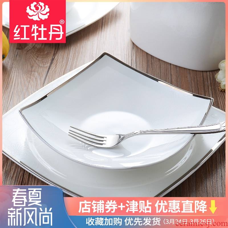 Creative household ipads porcelain tableware ceramics irregular deep dish dish dish FanPan fish dish plate beefsteak dish square plate