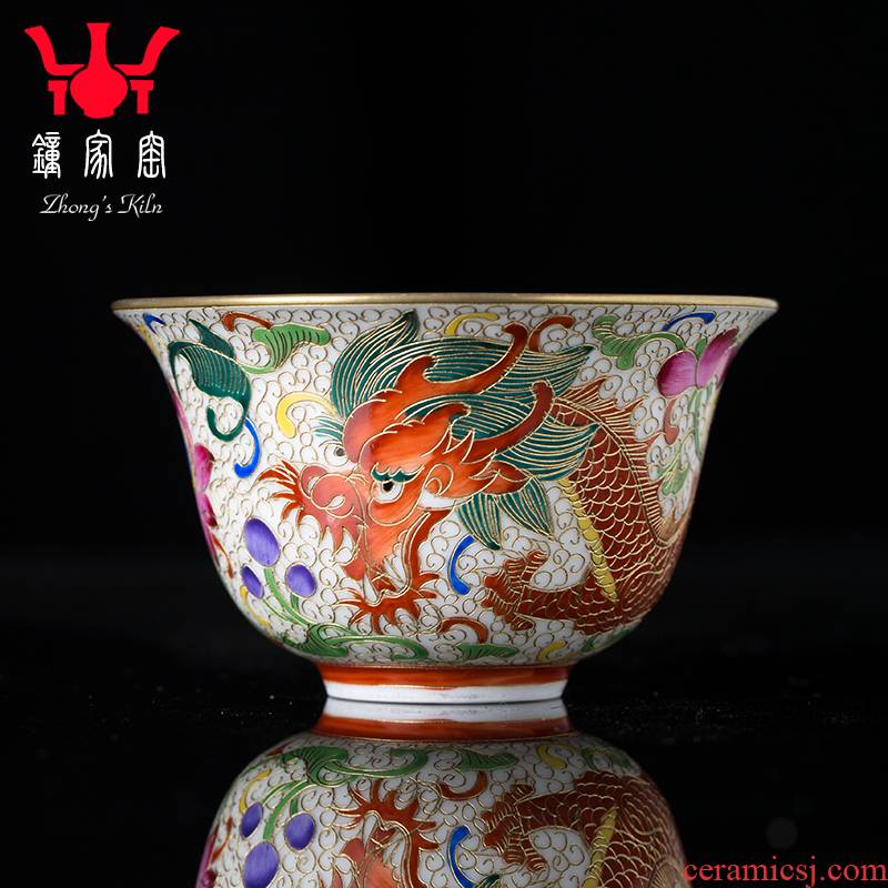 Clock home up hand - made dragon grain kung fu master cup single CPU wire inlay enamel cup boutique jingdezhen tea by hand