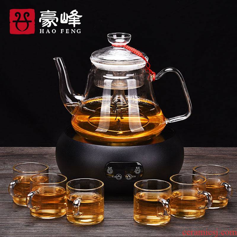 HaoFeng more heat resistant glass tea set suit household electric teapot the boiled tea, the electric TaoLu pu 'er tea steamer