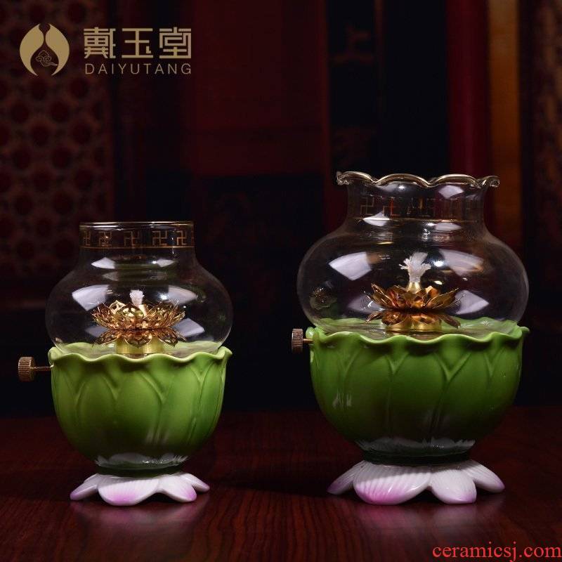 Yutang dai ceramic balm ('m lamps ghee Buddha with supplies furnishing articles for Buddha lamp wind size can be adjusted