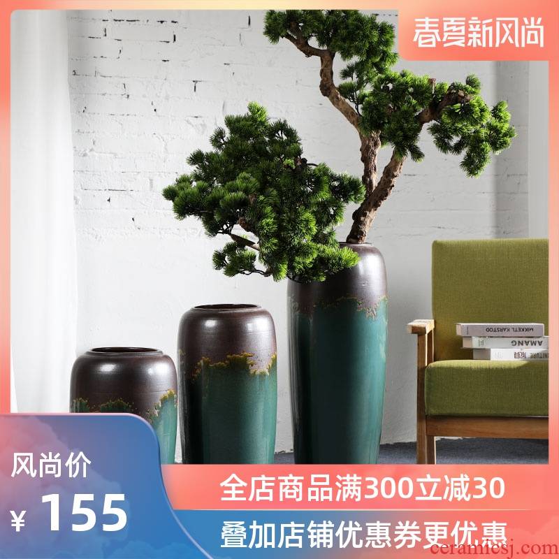 Modern ground vase variable glaze color restoring ancient ways furnishing articles flower arranging villa wine sitting room adornment ceramics green and black